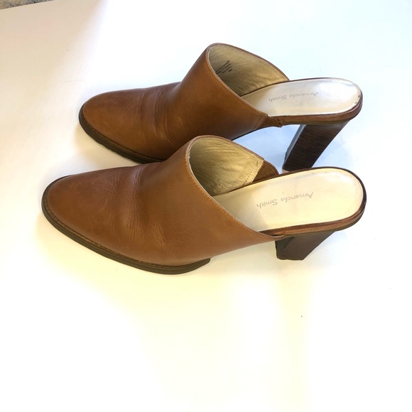 Amanda Smith Smooth Leather High Heeled Mules Size 8 Gently Used - Picture 9 of 11